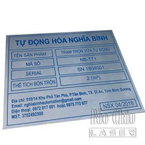 Nhãn inox ăn mòn Đẹp Bảo Châu Laser